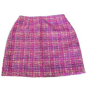 NWT Pinch Women's Mini Skirt Size L Pink PVC Tweed Back Zipper